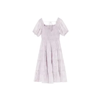 XIANGYING Short Sleeved Dress Women's Light Purple