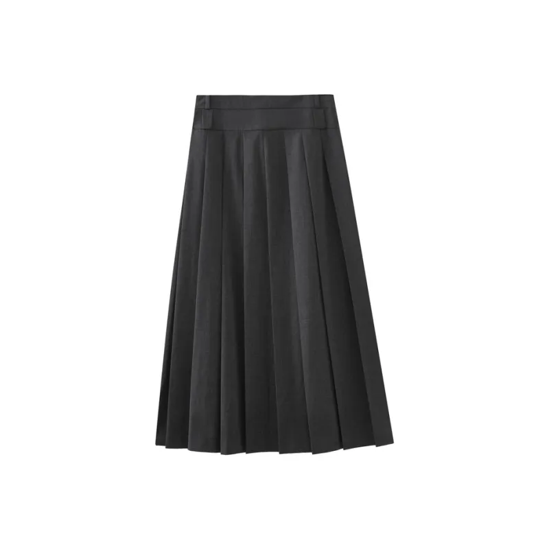 SHUIYUNJIAN Casual Long Skirt Women's Dark Gray-0