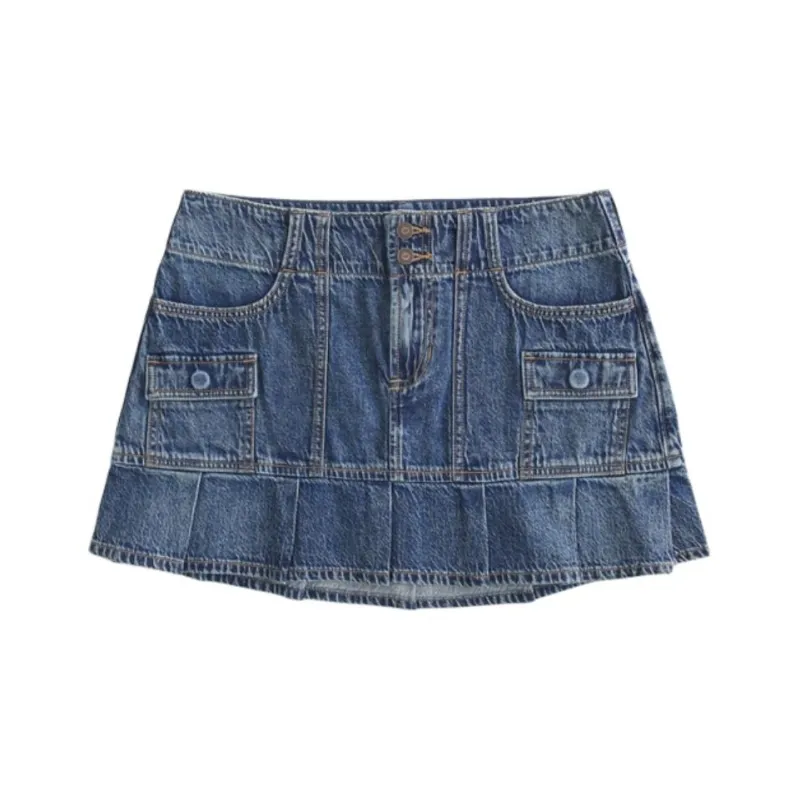 Hollister Denim Short Skirts Women's Blue-0