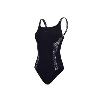 Speedo Shaping Printed Splice Swimsuit One-piece Swimsuit Women's Black
