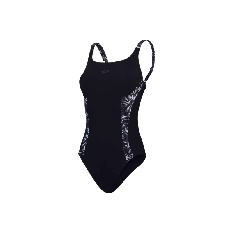 Speedo Shaping Printed Splice Swimsuit One-piece Swimsuit Women's Black-0