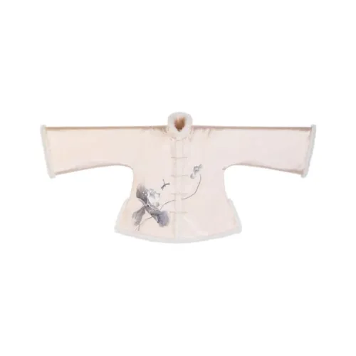 YICHENGFENGXU Hanfu Women's Beige Apricot Positioning Embroidery Quilting Imitation Silky Cotton Lining