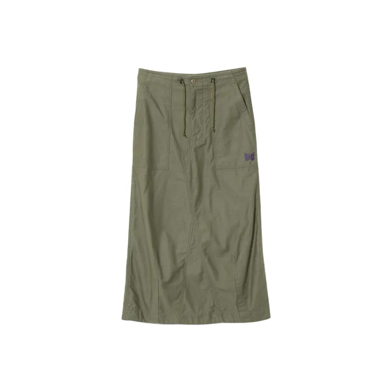 Needles SS25 Casual Long Skirt Women's Olive-0