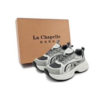 La Chapelle Anti Slip Wear Resistant Low Top Chunky Sneakers Women's Gray
