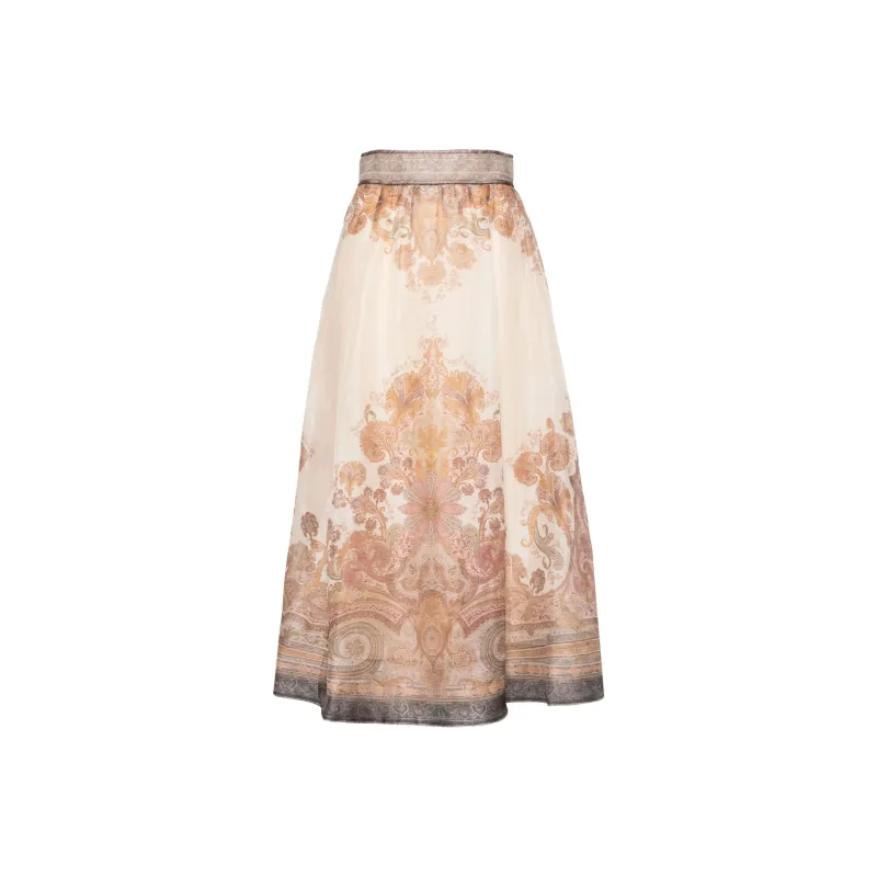 Zimmermann Illustration Midi Skirt-0