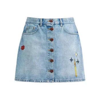 COACH SS24 Denim Short Skirts Women's Light Blue