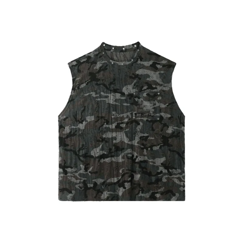 BJHG Tank Tops Unisex Camouflage Gray-0
