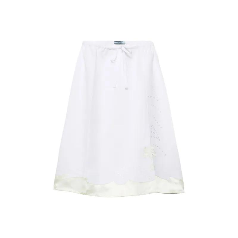 PRADA Embroidered Linen Skirt-0