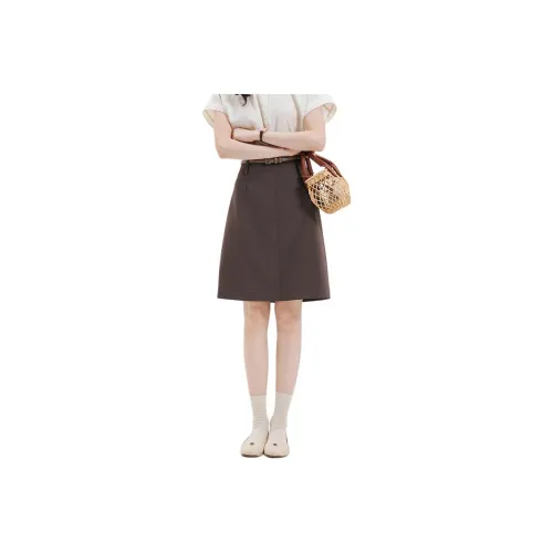 Dajia Poetry Casual Short Skirts Women's Dark Brown
