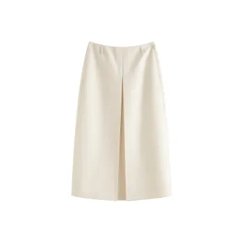 FANSILANEN Casual Long Skirts Women's Cream Beige