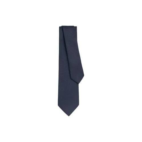 HERMES Mulberry Silk Ties Men's Dark Blue
