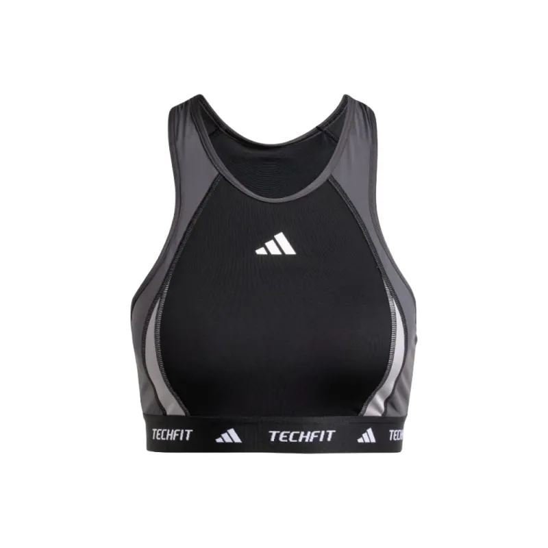 Adidas Free Shipping With AdiClub Techfit Medium-Support High-Neck Colorblock Bra-0