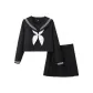 Long-Sleeved Top+42A Skirt Clothing Set (Includes White Bow Tie)