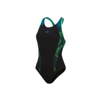 Speedo Women's Placement Laneback Swimsuit One-piece Swimsuit Women's Marine Blue/Blue Green