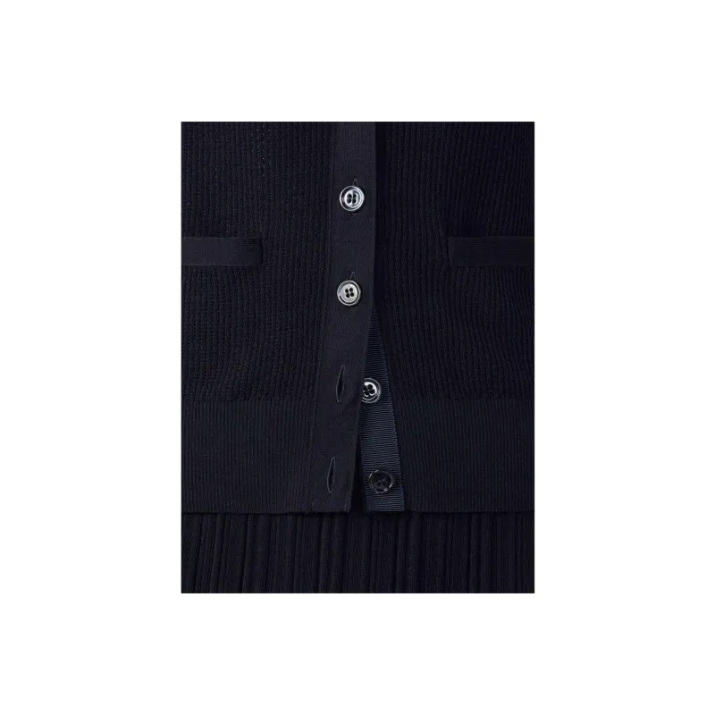 THOM BROWNE V neck Virgin Wool Cardigan-4