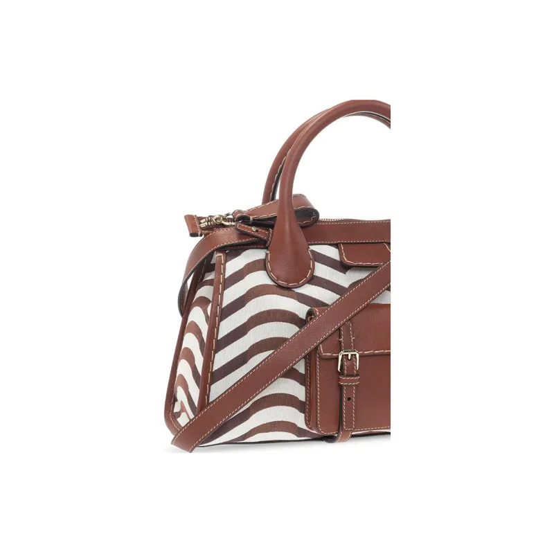 Chloe Edith Fabric With Leather Shoulder Bag, Crossbody Bag, Handbag Women's Brown-3