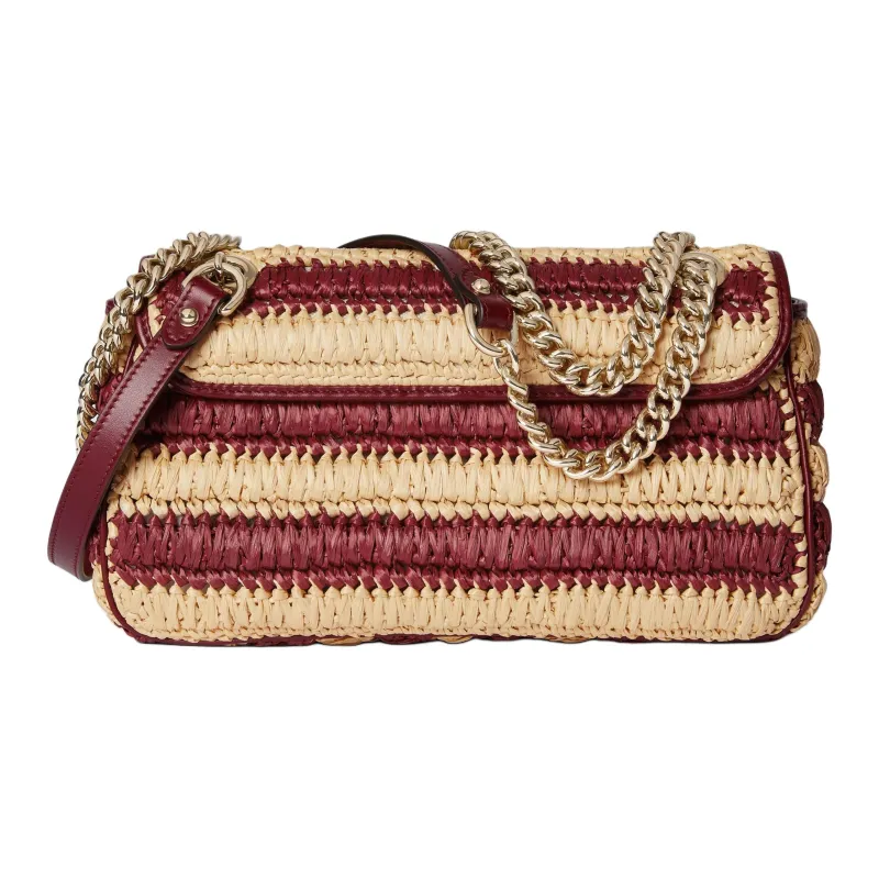 GUCCI GG Marmont Viscose Shoulder Bag Medium Size Women's Red & Beige-3