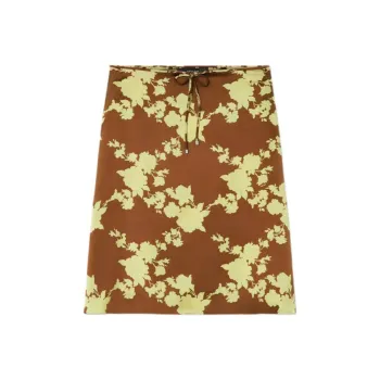 VERSACE Wild Roses Satin Midi Skirt