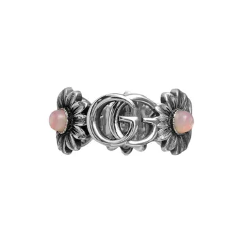 GUCCI Double G Flower Ring Pink Pearl