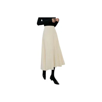 Late White Casual Long Skirts Women's Ecru