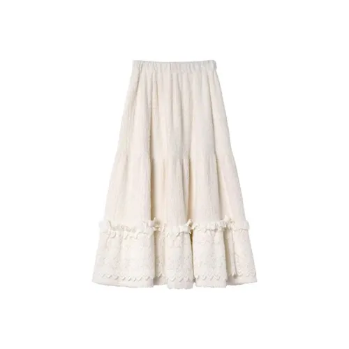 MA JOURNEE Casual Long Skirt Women's Apricot