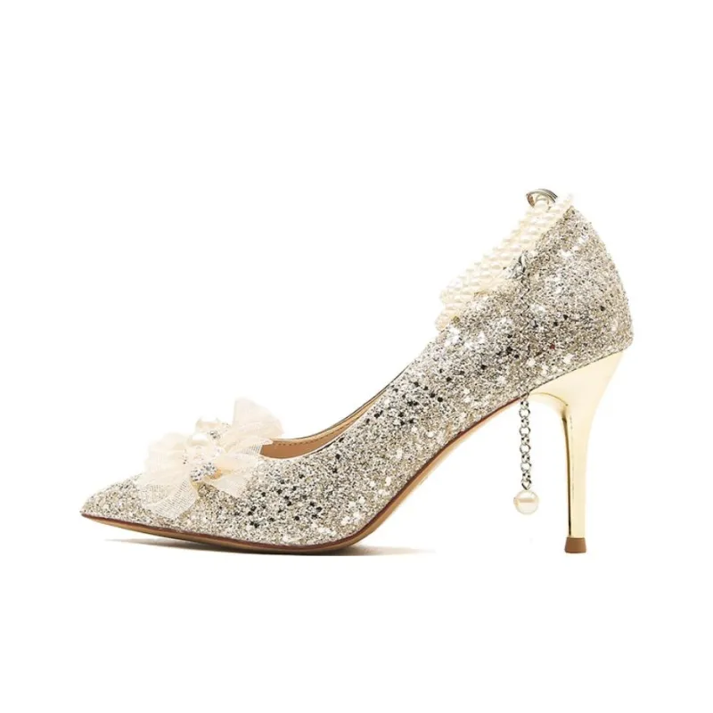 City camel High Heels Women's Champagne, Silver, Black-8