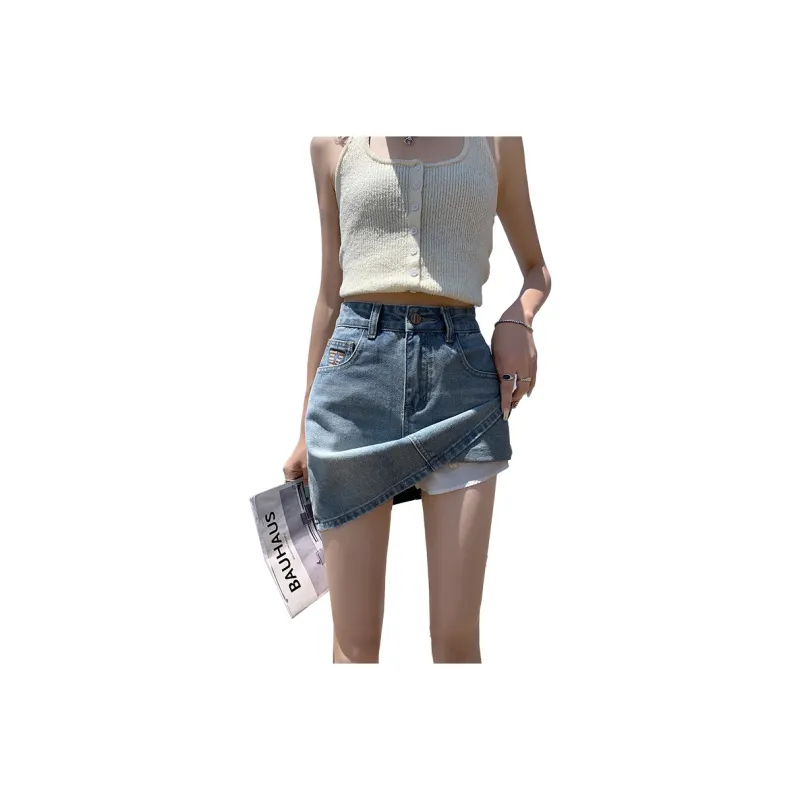 ZAZN Denim Short Skirts Women's Vintage Blue-0