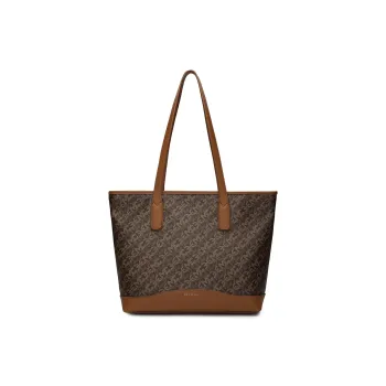 MEXICAN PVC Shoulder Bag Women's Dark Brown/Khaki/Ecru