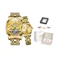 Gold-Tone Steel Band Couple Watches[Crown Box]
