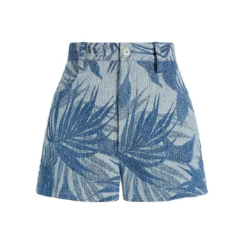 SCANLAN THEODORE Denim Palm Short Denim Shorts Women's Light Indigo