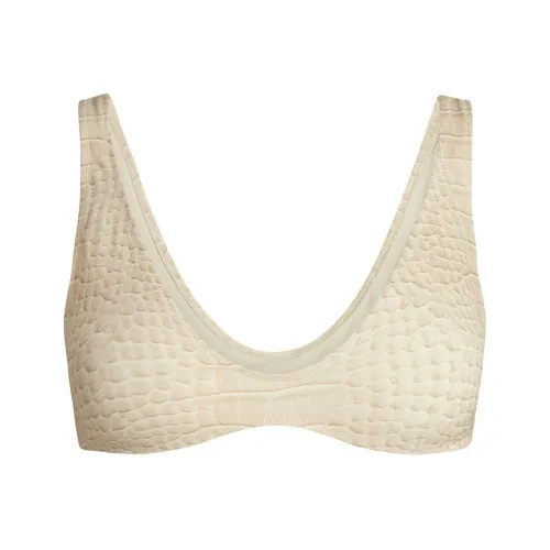 SKIMS SS25 SIGNATURE SWIM PLUNGE BIKINI TOP Bikini Women's EGRET CROCODILE PRINT/White Egret Crocodile Print