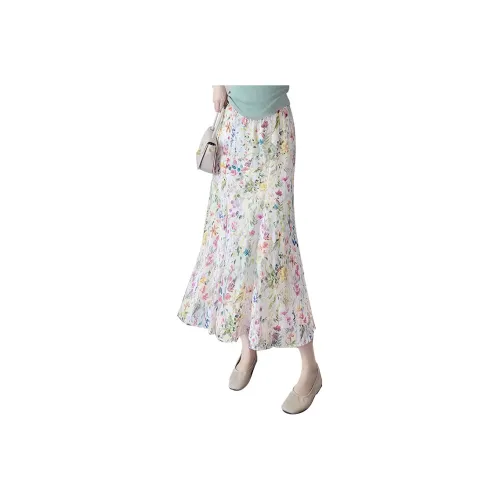 Cypress House Casual Long Skirt Women's Pink And Yellow Floral