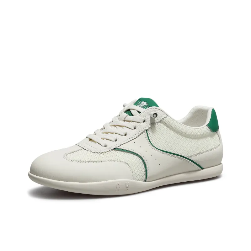 Desai Casual Shoes Men Low Top White Gray, White Green-6