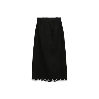 Zimmermann Crush Scalloped Midi Skirt