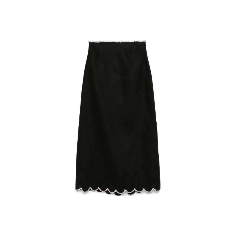 Zimmermann Crush Scalloped Midi Skirt-0