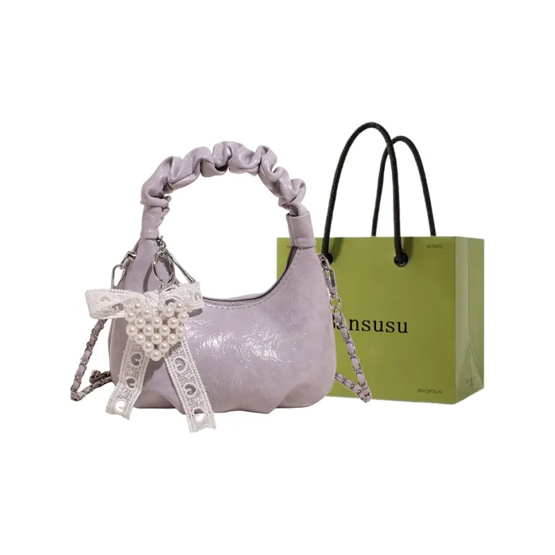 Bansusu PU Crossbody One Shoulder Handbag Women's White/Black/Purple/Pink-7