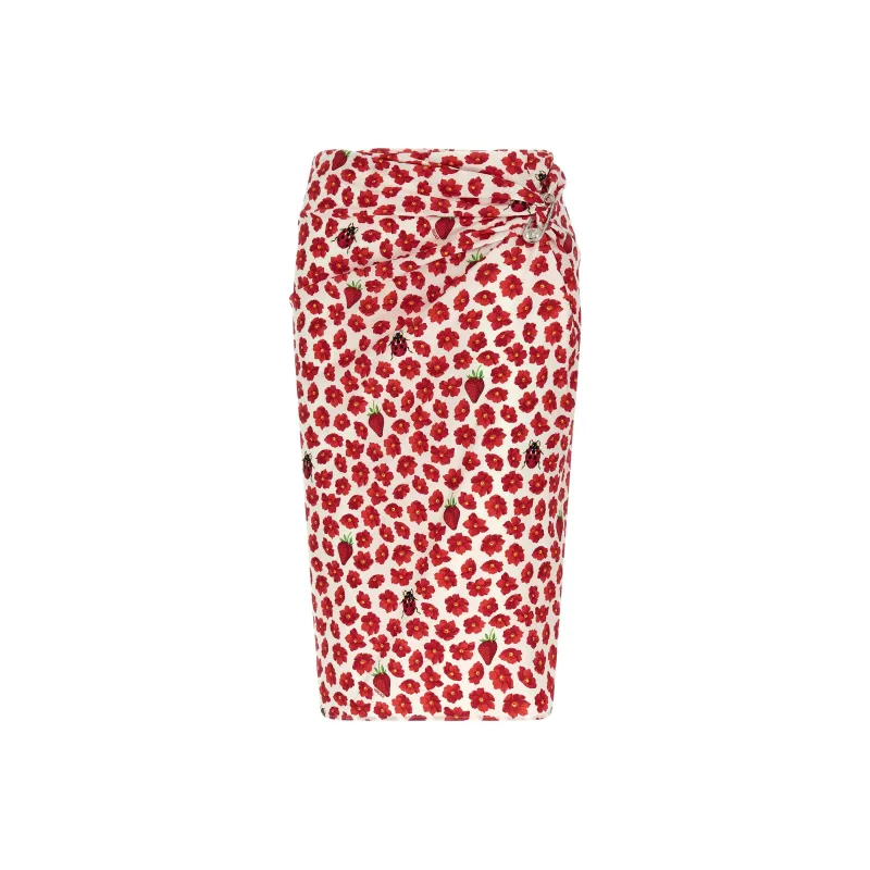 VERSACE Strawberry Garden Printed Skirt-0