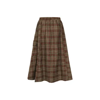 Saotome Casual Long Skirts Women's Red Plaid