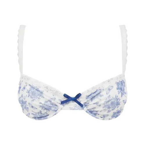 WITH JEAN FW24 Jeanie Bikini Top Bikini Women's White Base Blue Multicolor