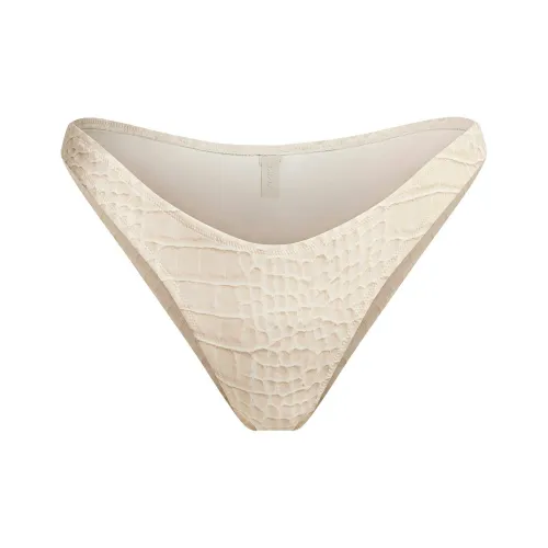 SKIMS SS25 SIGNATURE SWIM TANGA BIKINI BOTTOM Swimming Shorts Women's EGRET CROCODILE PRINT/White Egret Crocodile Print