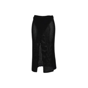 ANDREĀDAMO Slit Open Crochet Knitted Midi Skirt