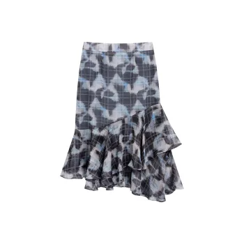 QISENYAR Casual Short Skirts Women's Blue Black Plaid