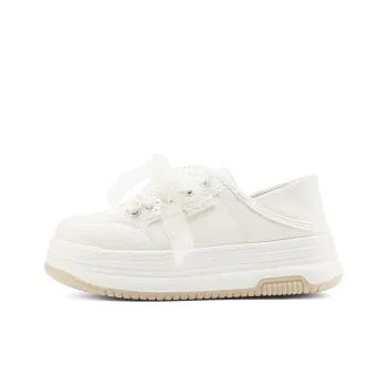 FIVE PLUS Anti Slip Wear Resistant Low Top Skateboard Shoes Women's Beige
