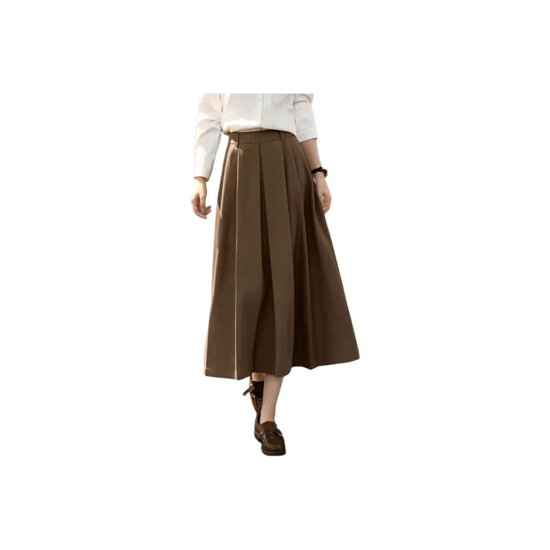 Mo Han Yi Mei Casual Long Skirt Women's Khaki Green-0