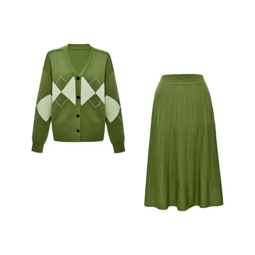 DIFFIE RIEGER Skirt Set Women's New Oxygen Green