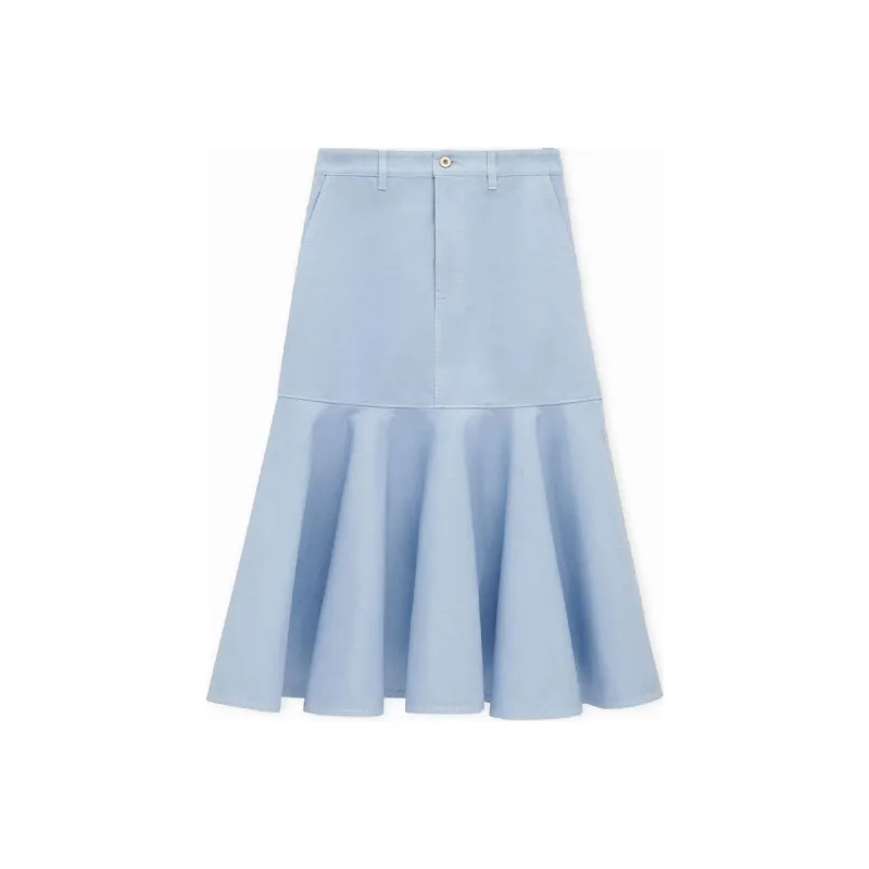 LOEWE Flared Hem Midi Skirt 'Light Blue'-0