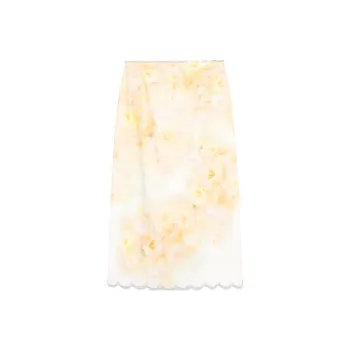 Zimmermann Crush Scalloped Midi Skirt