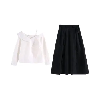 SNZX Skirt Set Women's White+Black