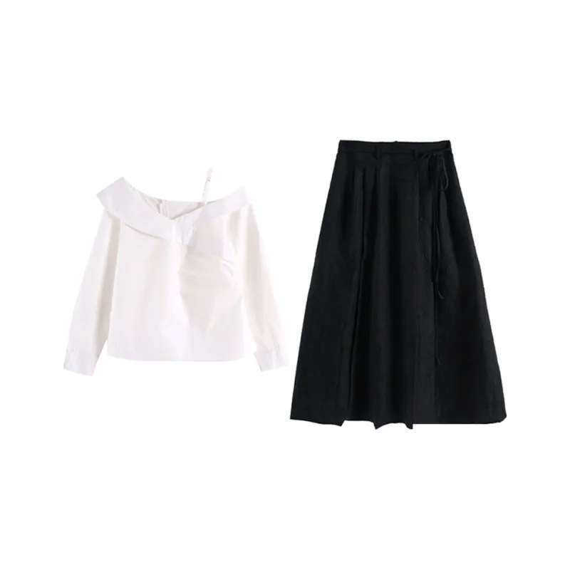 SNZX Skirt Set Women's White+Black-0