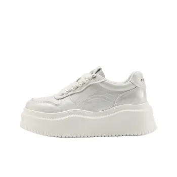 FIVE PLUS Anti Slip Wear Resistant Low Top Skateboard Shoes Women's Silver